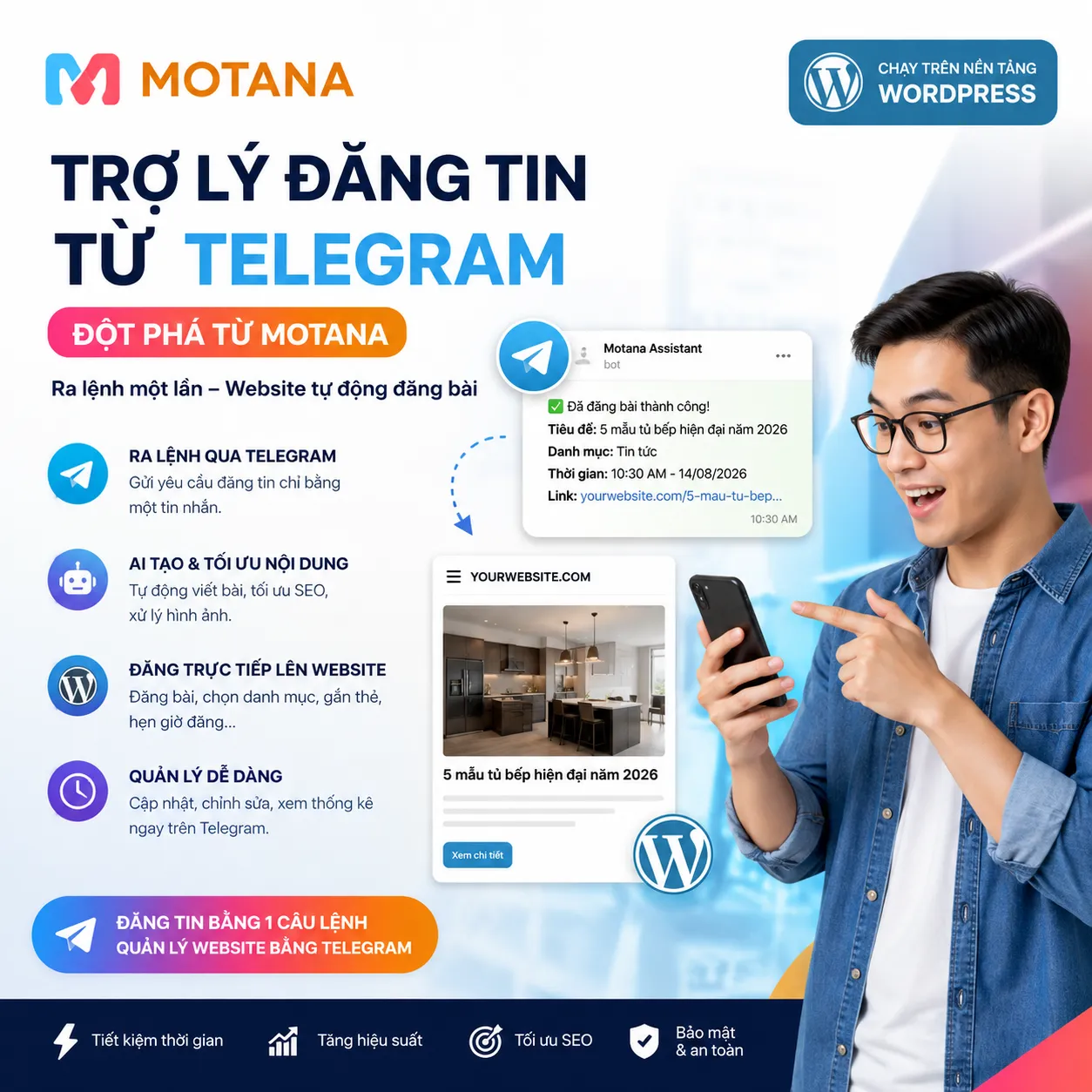 Phần mềm trợ lý đăng tin cho website ra lệnh từ Telegram